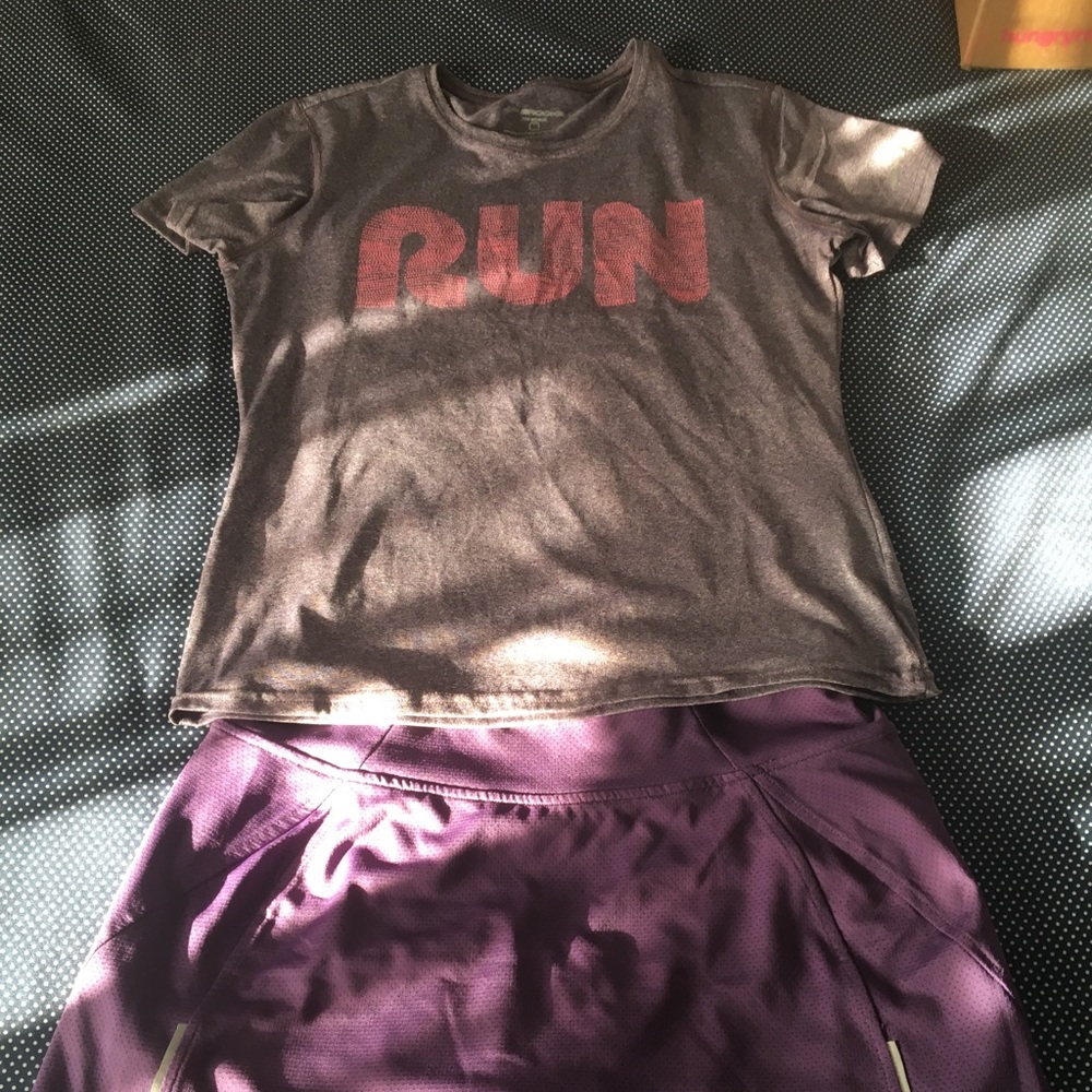 Brooks running skirt and “Run” top - mediums
